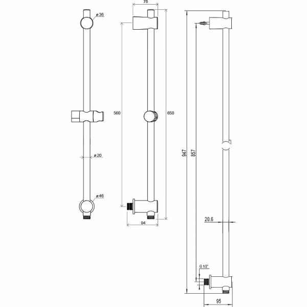 Душевая штанга Ravak X07P366
