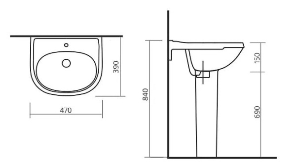 Раковина (47х39) Sanita Комфорт CMFSAWB01
