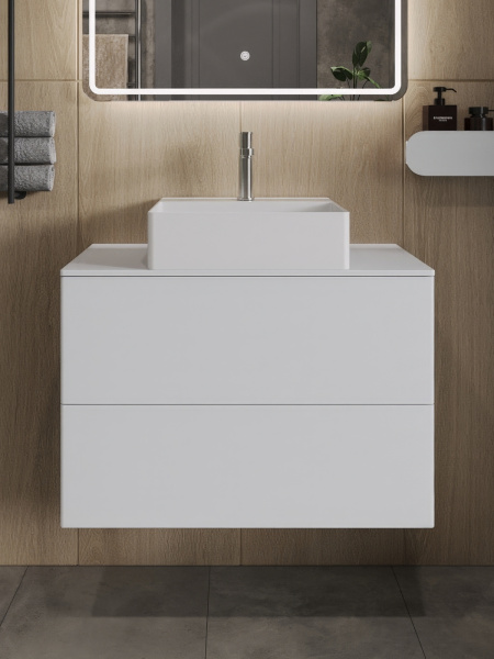 Тумба с раковиной подвесная 75 см, Orange Otto Ot-75TuMDF+B04-405W белый глянец