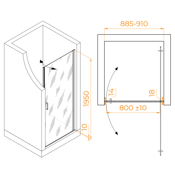 Душевая дверь 90 см RGW Leipzig LE-003-Gr 351200309-110 прозрачное