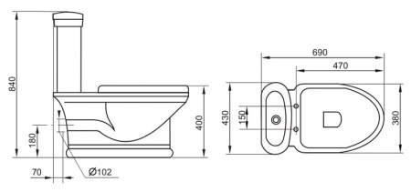 Бачок для унитаза Cezares Primo CZR-240-T
