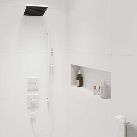 Верхний душ с кронштейном Hansgrohe Pulsify E 260 2jet EcoSmart 24351700 белый матовый