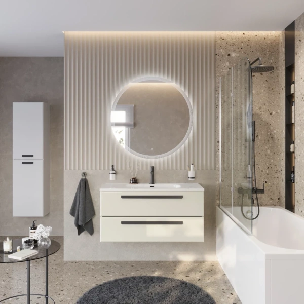 Тумба под раковину Cezares ECO-CER-N-1000-2C-SO-AS-P Альпака брашированная без ручек