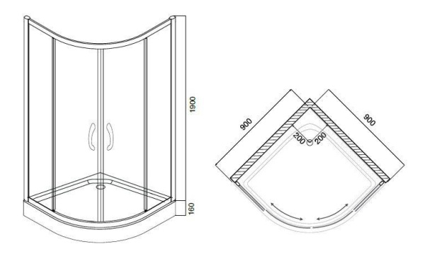 Душевой уголок AM.PM Bliss L W53G-301-090MT
