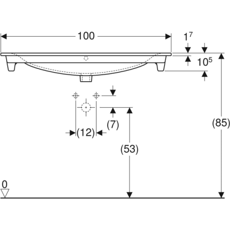 Раковина накладная (100х48 )Geberit Renova Plan 122200000
