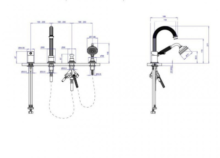 Смеситель на борт ванны Cezares Olimp OLIMP-BVDM-02-L
