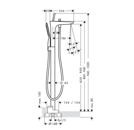 Смеситель для ванны Hansgrohe PuraVida 15473000