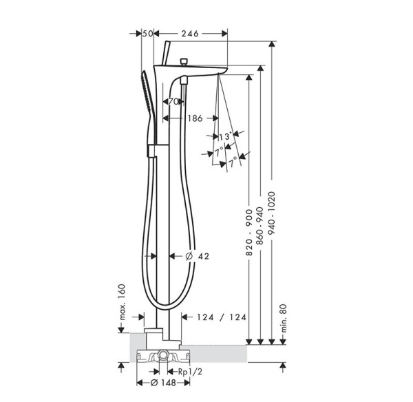 Смеситель для ванны Hansgrohe PuraVida 15473000