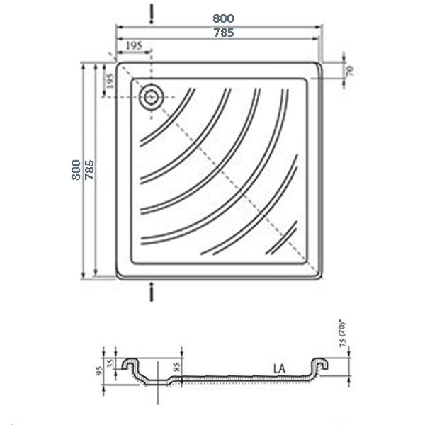 Душевой поддон Ravak Kaskada Angela-80 A014401220