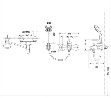 Смеситель для ванны Bravat Simple F6135193CP-B-RUS