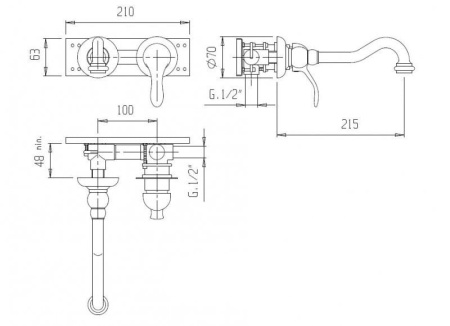 Смеситель для раковины Cezares Elite ELITE-BLS1-03/24-Bi