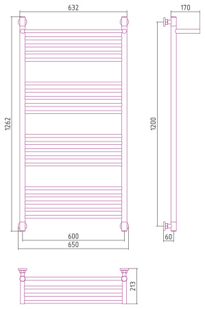 Полотенцесушитель Водяной Сунержа Богема с полкой + (120х60) Золото 03-0223-1260