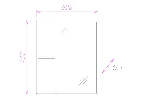 Зеркало-шкаф Onika Дельта 60 (60x73) 206060