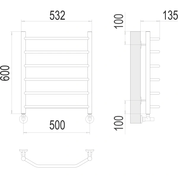 Полотенцесушитель водяной Terminus ВИКТОРИЯ (500х600) П6 4670078530080