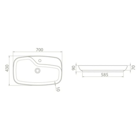 Умывальник мебельный Opadiris CeraStyle Nova 70 074400-u-01