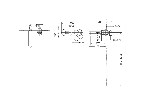Внутреняя часть для смесителя Bravat Built-in D968C-ENG
