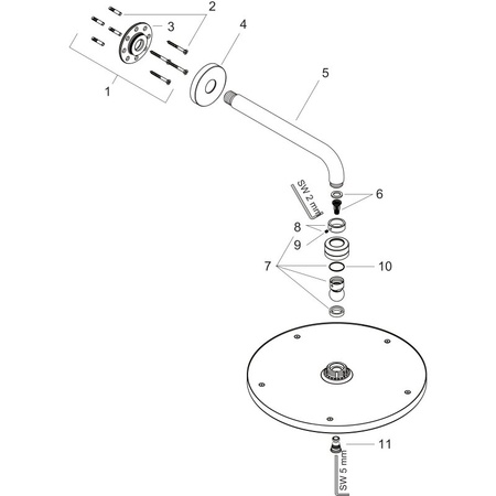 Верхний душ с кронштейном Hansgrohe Raindance S 300 Air 1jet 27492000 хром