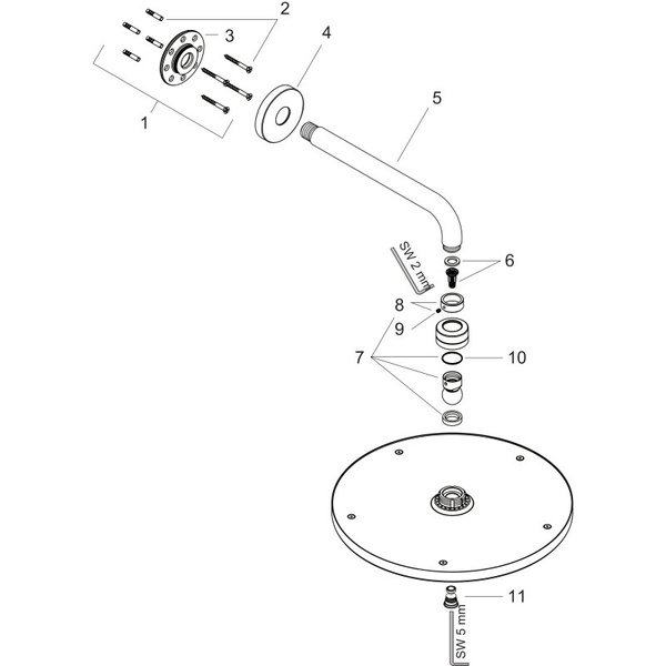 Верхний душ с кронштейном Hansgrohe Raindance S 300 Air 1jet 27493000 хром