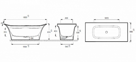Ванна (180х80) Jacob Delafon Neoroc Grands Boulevards E6D156-0