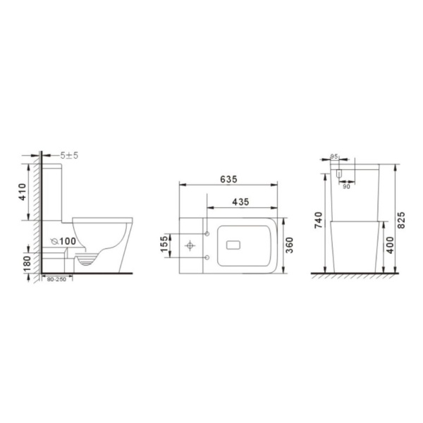 Напольный унитаз с бачком безободковый Gid Tr2170BM