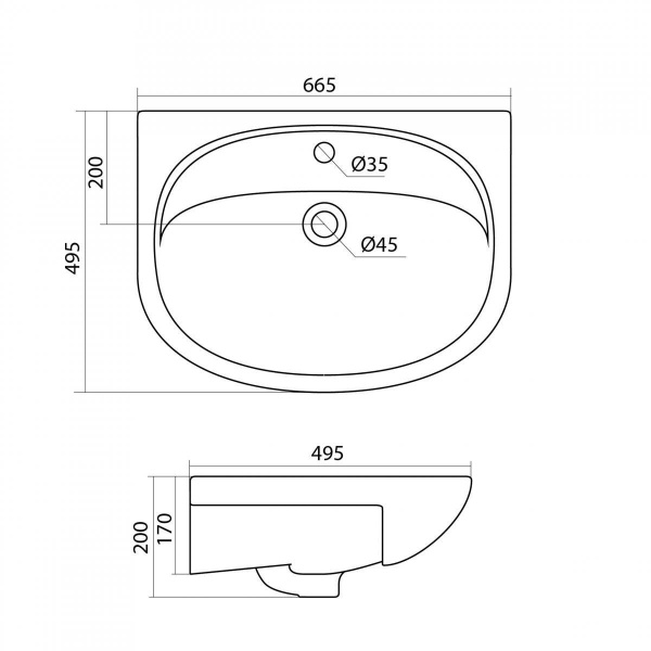 Раковина подвесная (66,5х49,5) Aquaton Стелла 65 1WH110174