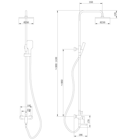 Душевая стойка ABBER Weiss Insel AF8016N с изливом, хром
