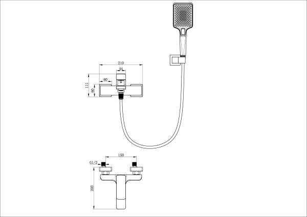 Смеситель для ванны с душем WONZON & WOGHAND EDGE, брашированное золото WW-88639003A- BG Смеситель для ванны с душем WONZON & WOGHAND EDGE, брашированное золото WW-88639003A- BG