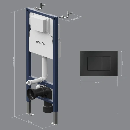 Инсталляция для подвесного унитаза Am.Pm PrimeFit I012709.0238 с кнопкой смыва, черный матовый
