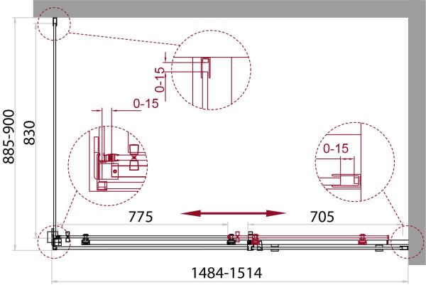 Душевой уголок (150х90) BelBagno ACQUA-AH-1-150/90-C-Cr