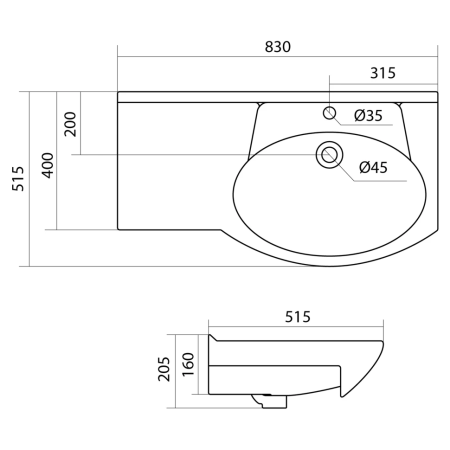 Раковина (83x51,5) Style Line Коралл ЛС-00000163