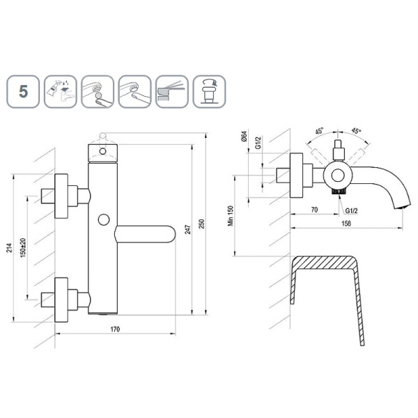 Смеситель для ванны Ravak Espirit ES 022.60RGB X070353 розовое золото