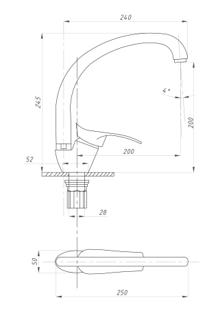 Смеситель для кухни ПСМ-Профсан КОМПЛЕКТАЦИЯ PSM-104-3