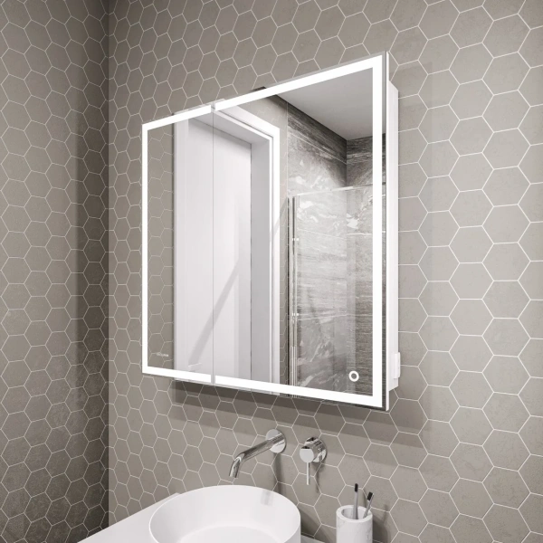 Зеркало-шкаф (80х80) Grossman Меркадо 208010 с LED подсветкой правая