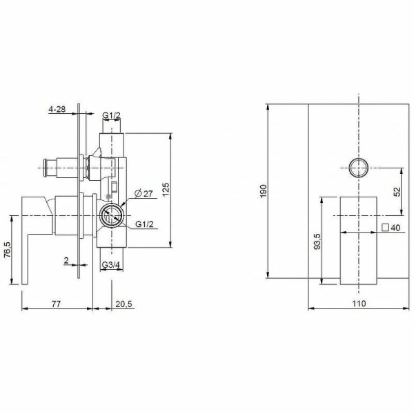 Смеситель для ванны Cezares UnikaUNIKA-VDIM-02 Смеситель для ванны Cezares UnikaUNIKA-VDIM-02