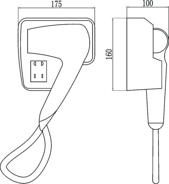 Настенный фен Savol 1000Вт с розеткой 220W S-CF8629