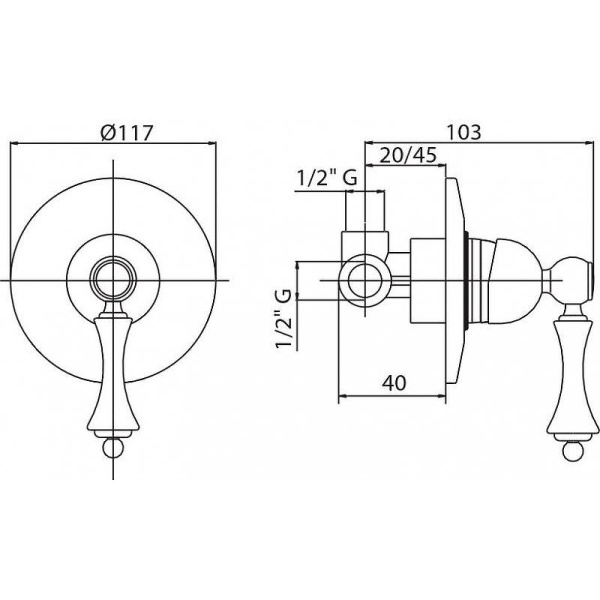 Смеситель для душа Cezares Margot MARGOT-DIM-NOP