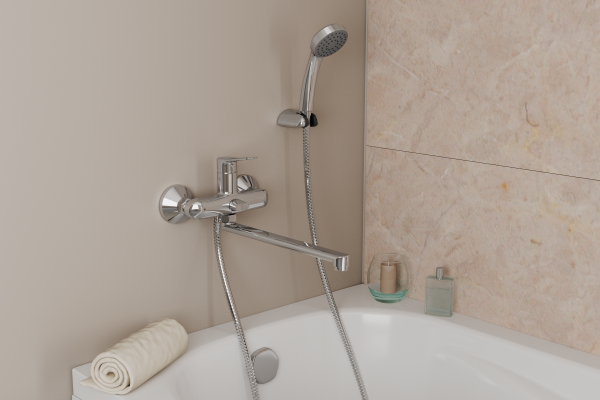 Смеситель для ванны с длинным поворотным изливом RUSH Crete CR3535-51 Смеситель для ванны с длинным поворотным изливом RUSH Crete CR3535-51