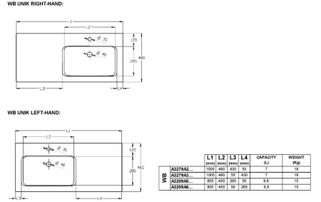 Раковина полувстраиваемая (80x46) Roca The Gap   3279A5000 правая