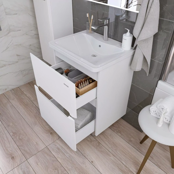 Тумба напольная Grossman АДЕЛЬ-НОРМА-60 см 106039 с 2-я ящ, белая