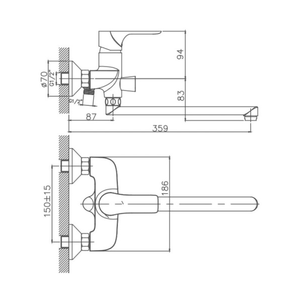 Смеситель для ванны Cron CN22172 Смеситель для ванны Cron CN22172