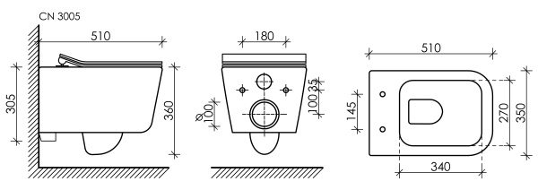 Подвесной унитаз Ceramica Nova New Day Rimless CN3005