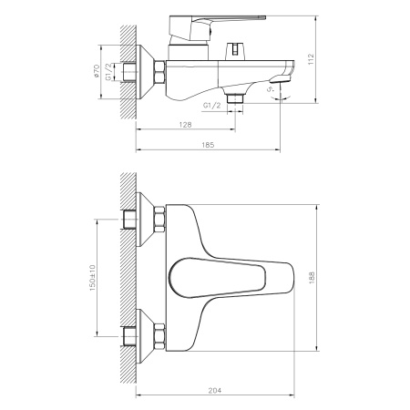 Смеситель для ванны DECOROOM DR72 DR72036
