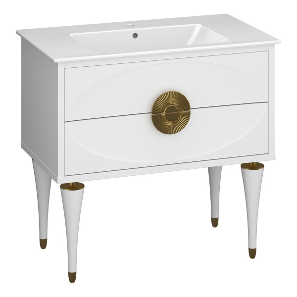 Тумба под раковину Opadiris Ибица 90  00-00003607  белый/золото (без раковины)