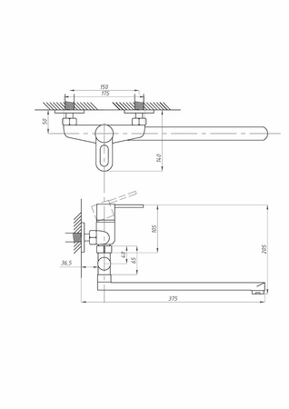 Смеситель для ванны ПСМ-Профсан  ПЛЮС PSM-521-008