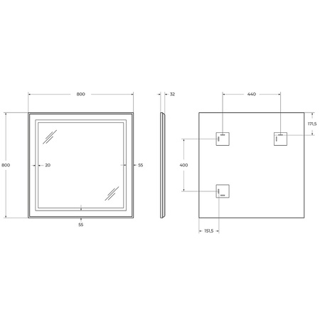 Зеркало (80х80) BelBagno Kraft SPC-KRAFT-800-800-SENS-AL с подсветкой