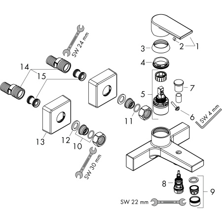Смеситель для ванны Hansgrohe Vernis Shape 71450670 черный матовый