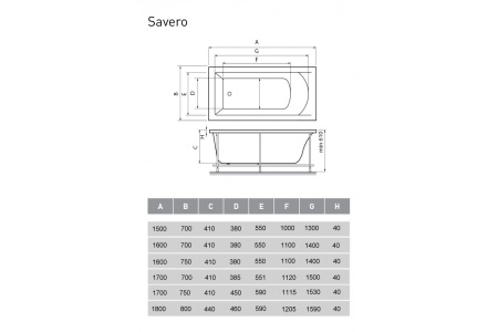 Акриловая ванна (160х75) Vayer Savero Гл000011565