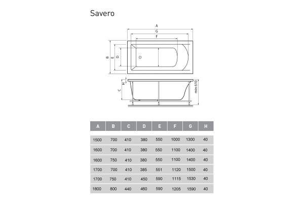 Акриловая ванна (150х70) Vayer Savero Гл000009893 Акриловая ванна (150х70) Vayer Savero Гл000009893