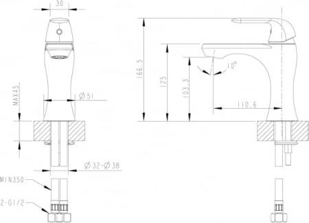 Смеситель для раковины Bravat Flow F171105C