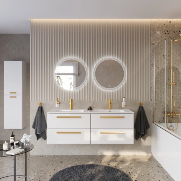 Тумба под раковину Cezares ECO-CER-N-1400-4C-SO-2-BL Bianco Lucido без ручек